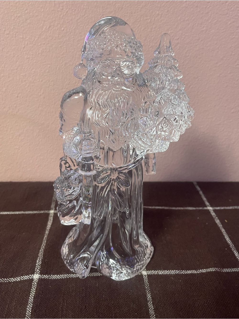 Santa Claus Lead Crystal Christmas Santa Candle Holder Figurine